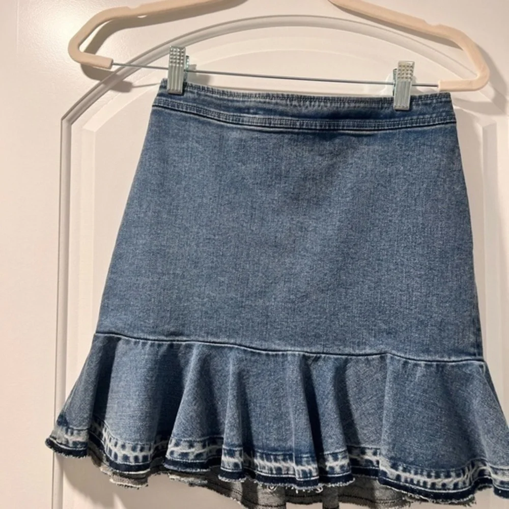 Denim Ruffle Hem Skirt - Picture 1 of 5